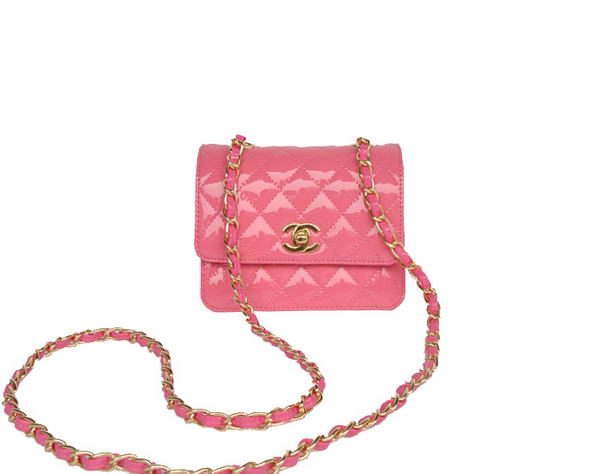 AAA Chanel Classic Micro Flap Bag 1118 Peach Patent Gold Hardware Fake
